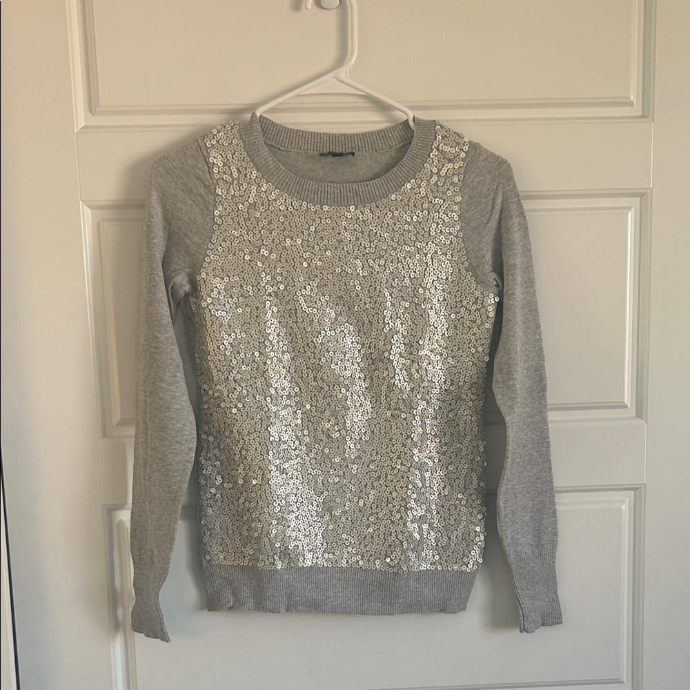 Express Gray Sequin Sweater